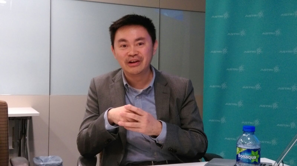 應科院信息安全及數據科學總監王石認為，虛擬貨幣比特幣（Bitcoin）背後的區塊鏈（Blockchain）技術具有發展潛力。（胡詩珞攝）
