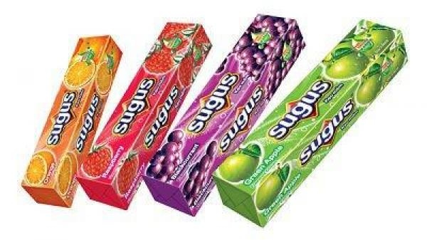 正牌瑞士糖包裝上寫有「SUGUS」字樣，而非「SUGAR」。