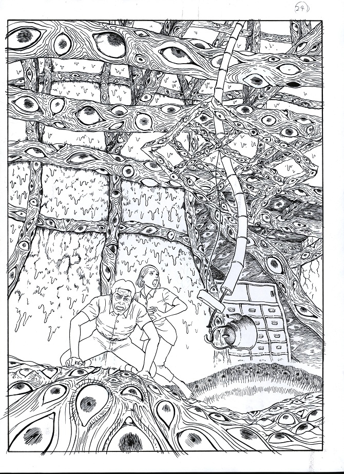 場內將展出多幅伊藤潤二的手稿。（「伊藤潤二恐怖美學體驗大展」提供）