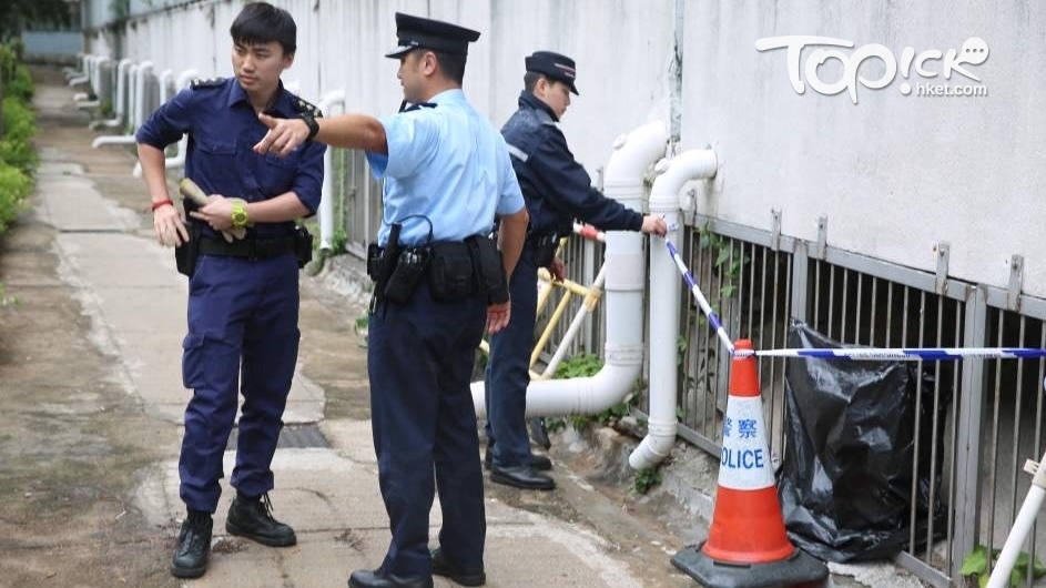 死貓伏屍在華富邨華樂樓後山坡的欄杆