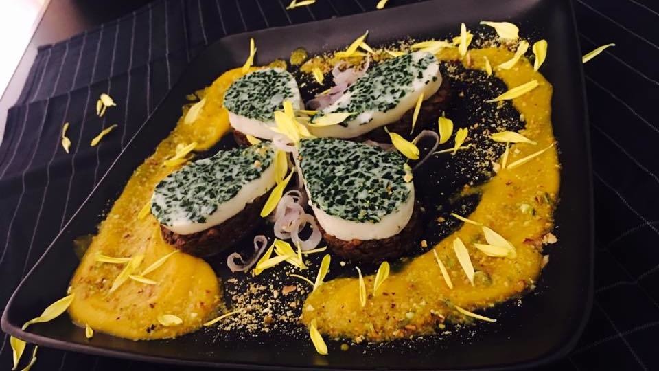 Gary進入 Green Monday12強的作品：日落翡翠，用了蛋白、菠菜、牛肝菌及南瓜。（圖片由被訪者提供）