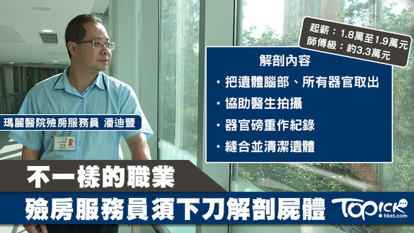 瑪麗醫院殮房服務員潘迪豐表示，其實自己要「落刀」解剖遺體。