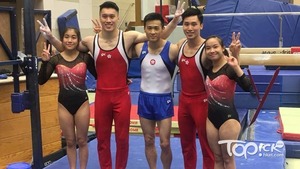  (左起）陳芷芯、吳翹充、詹文軒、石偉雄、吳恩言5名港體操隊代表出征印尼亞運。