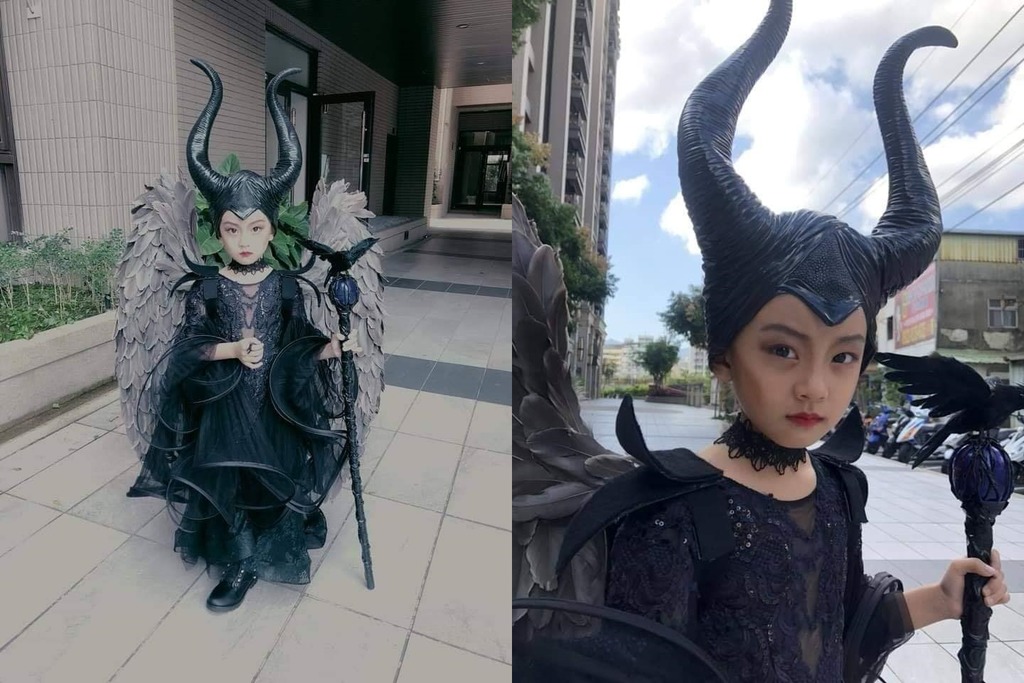 小女孩打扮成黑魔后氣勢懾人，網民都大讚造型驚艷。（相片來源：爆廢公社）