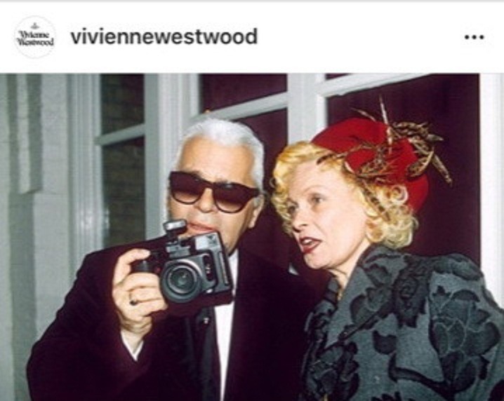 時裝設計師Vivienne Westwood讚老佛爺有幽默感。（IG圖片）