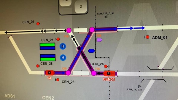 網傳一張疑似港鐵控制中心新信訊號系統顯示器的圖片。（網上圖片）