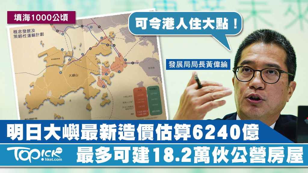 發展局局長黃偉綸表示，明日大嶼的人工島計劃，可「令香港人住大一點」。（林宇翔攝）