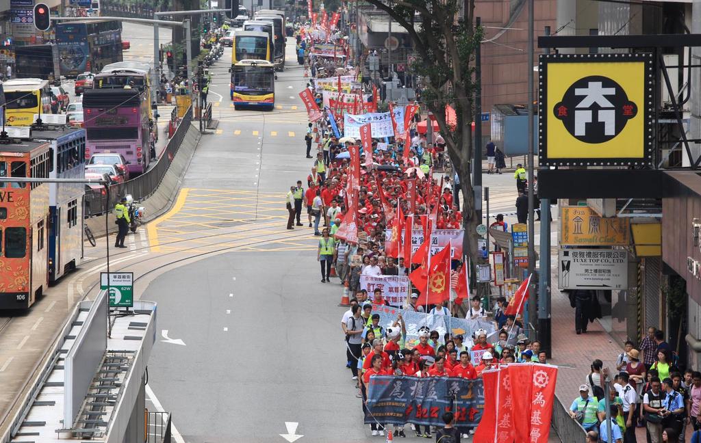 五一國際勞動節，不同勞工團體均走上街頭，爭取提升勞工待遇。(陳靜儀攝)
