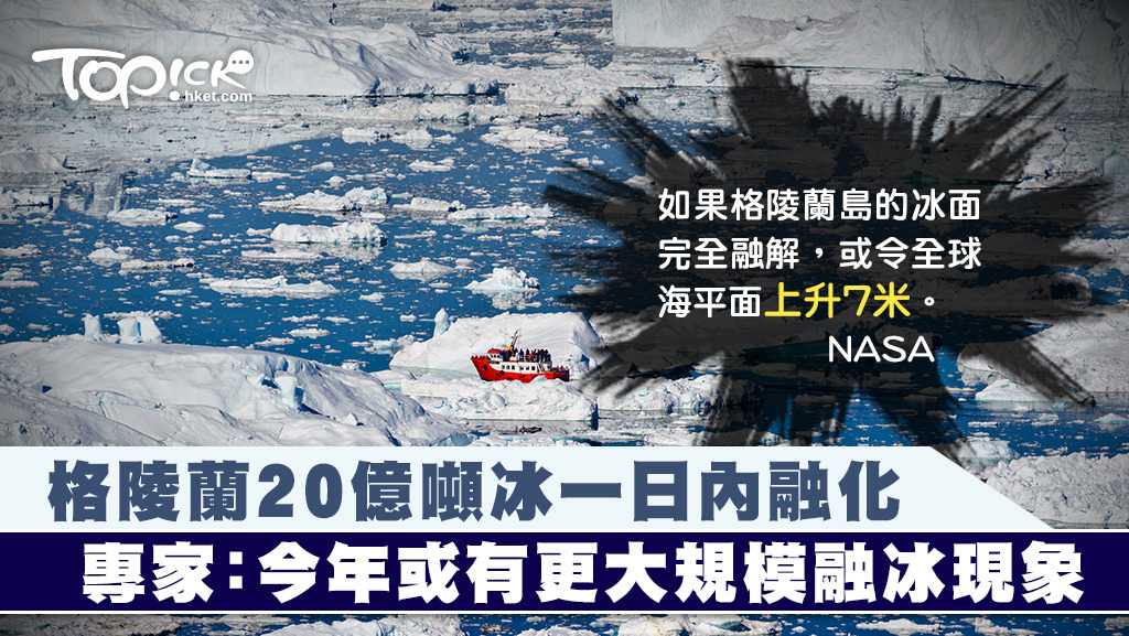 格陵蘭島的20億噸冰一日內融化。