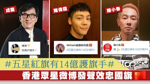 成龍、陳偉霆及陳小春等香港藝人在微博表示自己是「護旗手」。