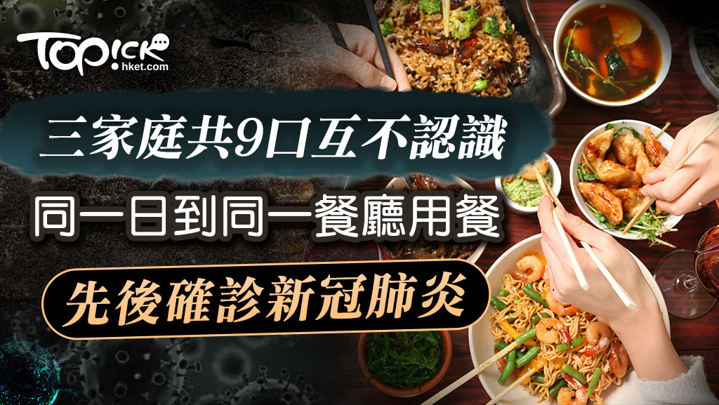 三家庭共9口互不認識  ， 同一日到同一餐廳先後確診新冠肺炎。