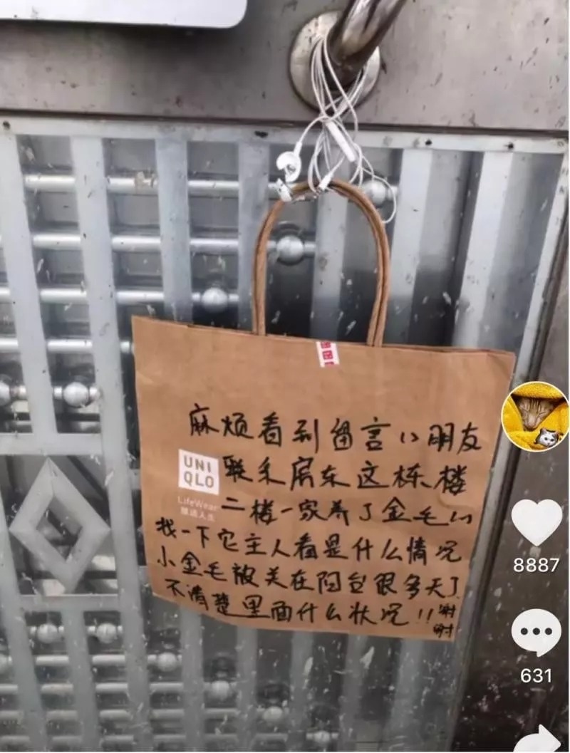徐小姐到對面的大樓留下字條，尋求其他住客幫助。