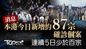 消息指，本港今日新增大約87宗確診個案。