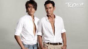 馬德鐘父子檔拍攝廣告。