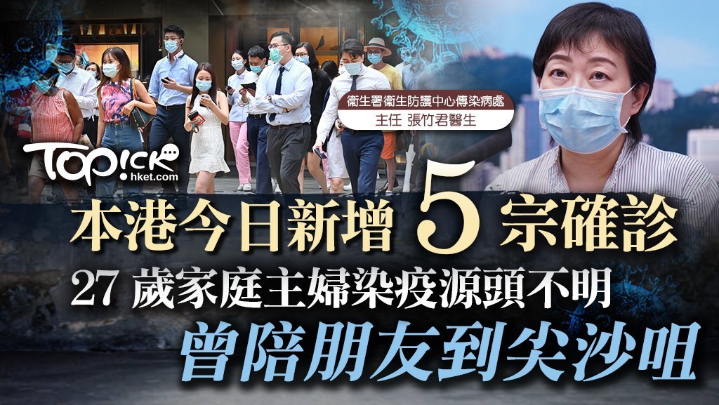 衞生防護中心公布本港今日（4日）新增5宗確診個案。