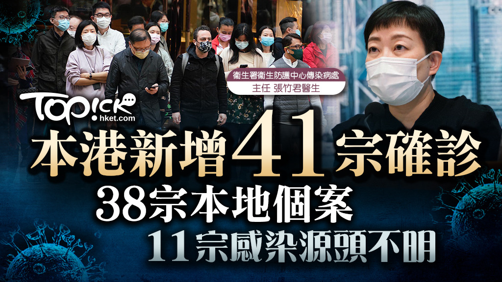 本港今日新增41宗確診個案，另有近40宗初步陽性個案。