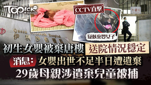 初生女嬰昨日被棄唐樓需送院治理，現時情況穩定。