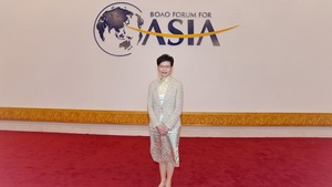 行政長官林鄭月娥出席海南博鰲亞洲論壇2021年年會的活動。（林鄭月娥Facebook圖片）