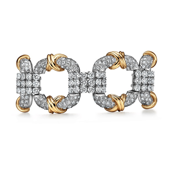 Tiffany & Co. Schlumberger Cooper 鉑金及18K黃金鑲鑽石手鏈。（品牌提供）