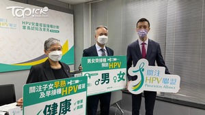 中大微生物學系系主任、聯盟委員陳基湘表示，學童越早注射疫苗（最早9歲後）效果越好，因為年幼時抗體較強，所以只需注射兩針已經有效果。（洪芷晴攝）