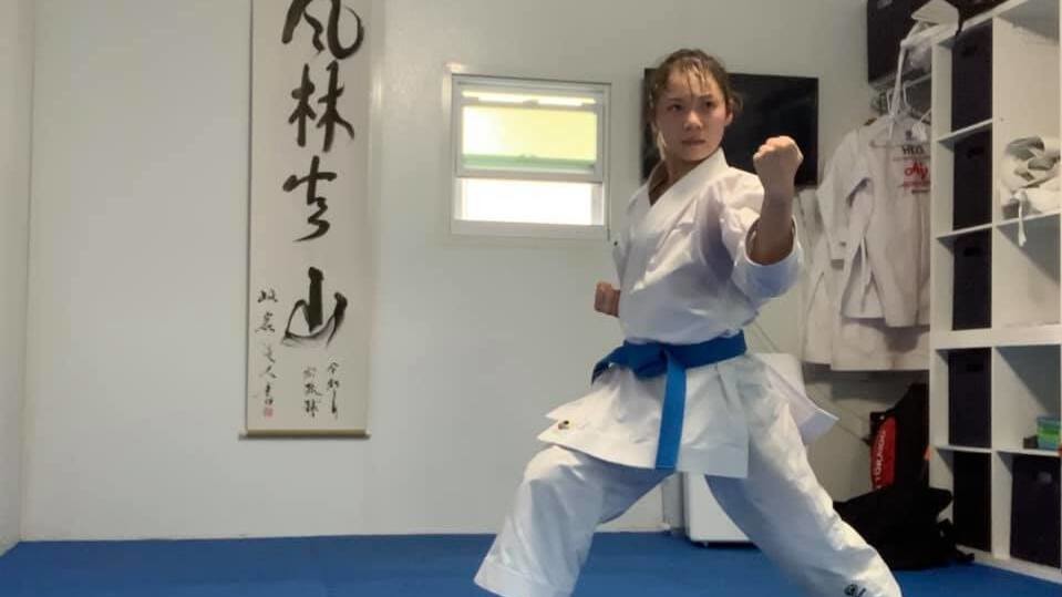 港隊空手道代表劉慕裳（Grace）於明日（5日）在日本武道館出戰女子個人形項目比賽。（劉慕裳FB）