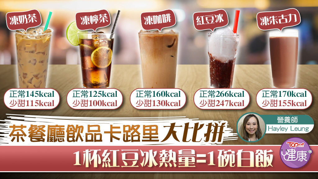 茶餐廳飲品卡路里大比拼，1杯紅豆冰熱量等於1碗白飯。