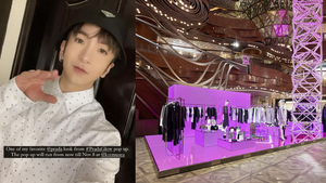 Prada Glow Pop-Up Store，今次所售的服裝和配飾幾乎大部分全以bling bling姿態示人，而教主Anson Lo更搶先穿上該系列的恤衫。