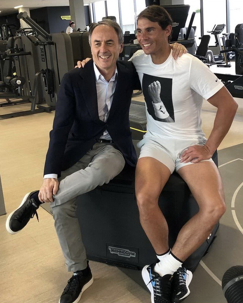 Technogym的總裁Nerio Aessandri（左）和著名網球手拿度（右）。（圖片nerio alessandri ig）