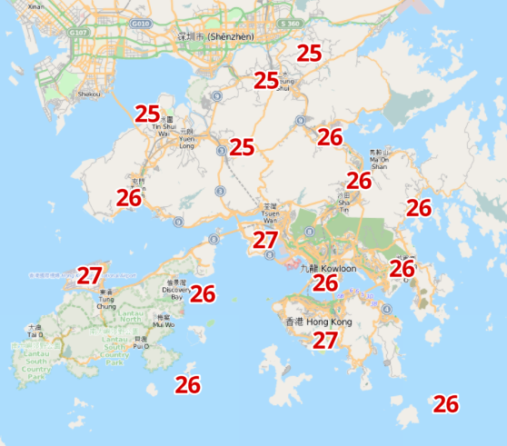 周四氣溫稍微回升。(天文台網頁截圖)