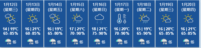 未來9天天氣預測。（天文台截圖）