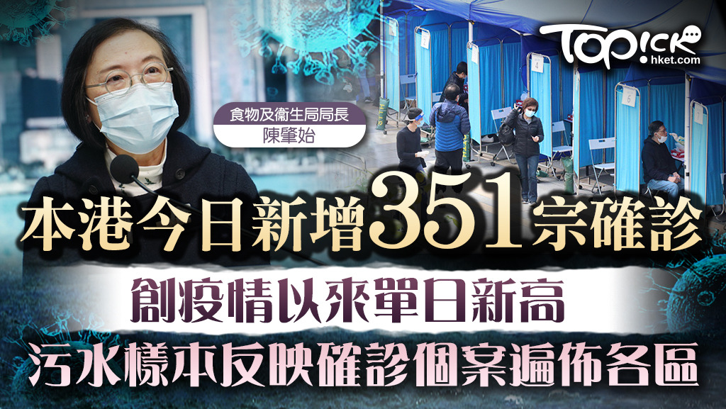新增351宗確診個案，初步陽性約200宗。