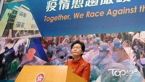 林鄭月娥說，當局正招募更多跨境貨車司機。（林宇翔攝）