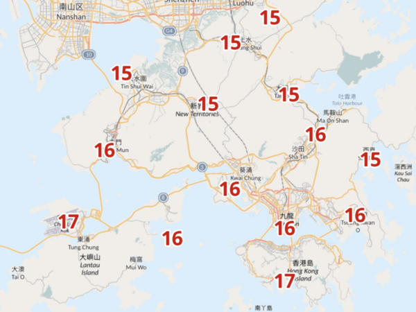 今晚10時氣溫。(天文台截圖)