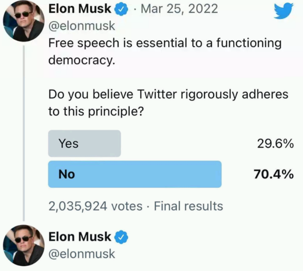 在最新IG發布中，他以「can't get into trouble on twitter if you own twitter」來形容是次收購8.3%股份。（圖片：IG@elonmusk））