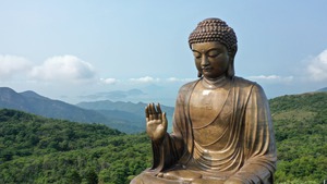 寶蓮禪寺分享天壇大佛圖片指「一定挨唔跌」。（寶蓮禪寺FB圖片）