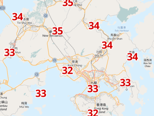 周四下午1時氣溫。(天文台截圖)