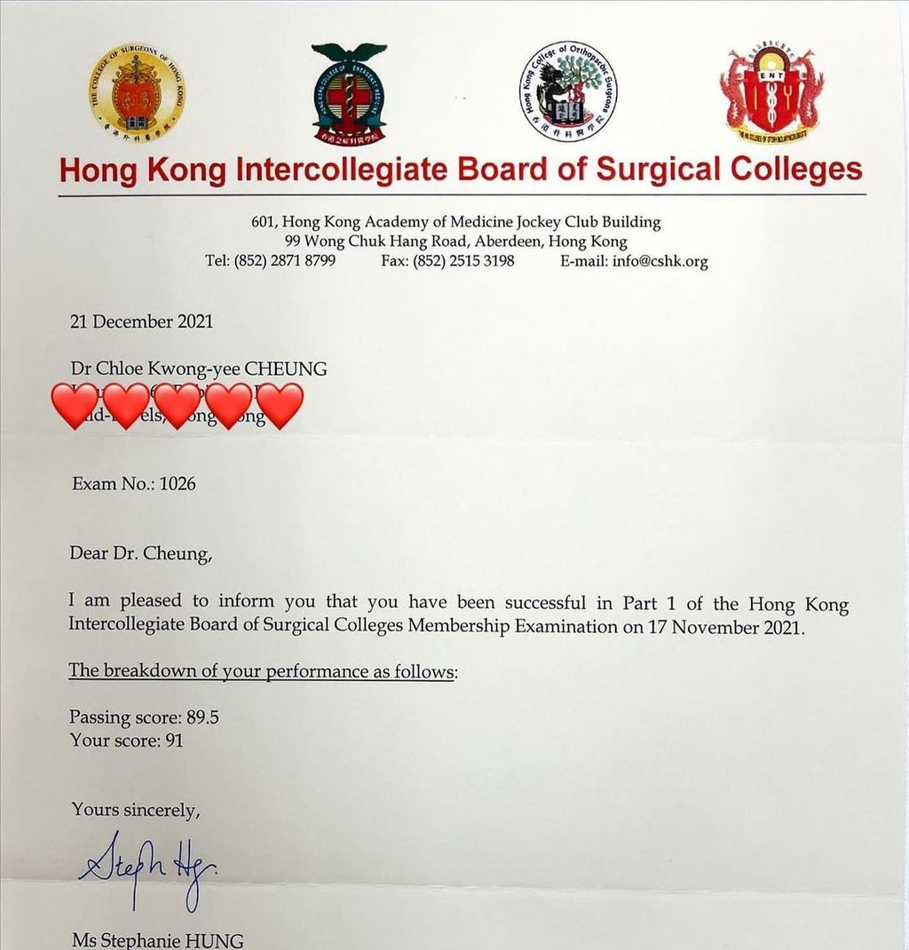 香港小姐2022】佳麗張光怡考獲Part1+Part2外科專科試Chloe盼做到醫生兼藝人