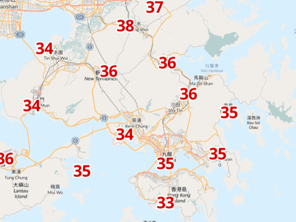 明天下午3時氣溫。(天文台截圖)