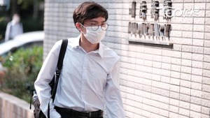 前中大學生會會長蘇浚鋒今到庭應訊。 （ 梁偉榮攝）