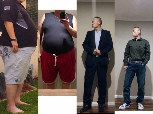 台灣大叔成功減肥超勵志!用一年時間成功減走約75kg,近乎一年前半個自己的重量。(圖源:Dcard)