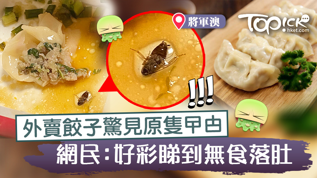 網民外賣水餃驚見曱甴。