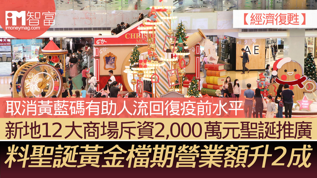 【經濟復甦】新地12大商場斥資2 000萬元聖誕推廣 取消黃藍碼有助人流回復疫前水平 料聖誕黃金檔期營業額升2成