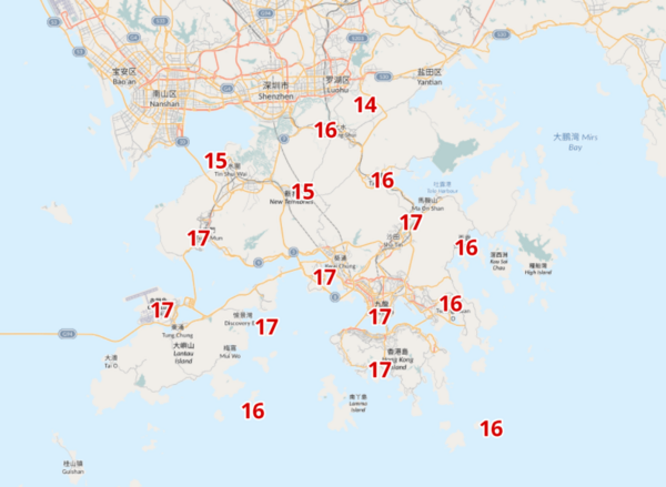 明日(2月1日)早上6時各區氣溫。(天文台截圖)