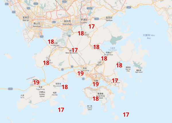 後日(2月2日)早上6時各區氣溫。(天文台截圖)