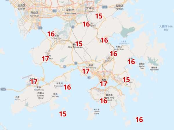 周五(2月3日)早上6時各區氣溫。(天文台截圖)