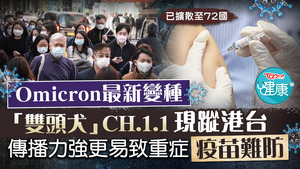 Omicron新變種「雙頭犬」現蹤港台，CH.1.1傳播力強更易致重症。