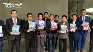九龍社團聯會、香港島各界聯合會、新界社團聯會就新一份財案提出建議。（關景騰攝）