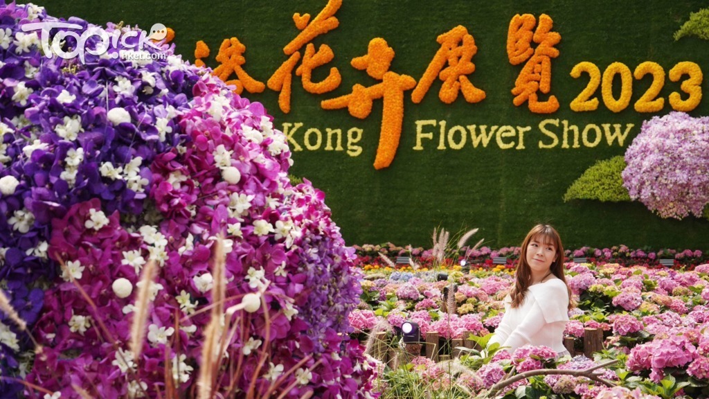 今年花展的主題花是繡球花，以「繡麗綻放、幸福滿載」為主題。（林宇翔攝）