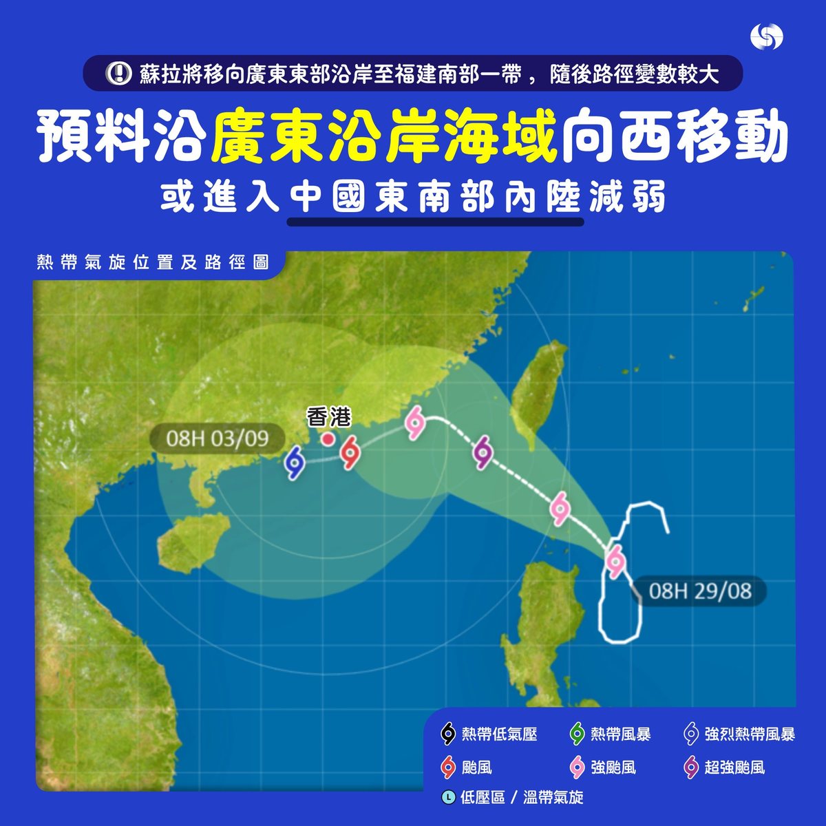 颱風消息】風暴襲港最新路徑曝光即睇天文台風暴預測