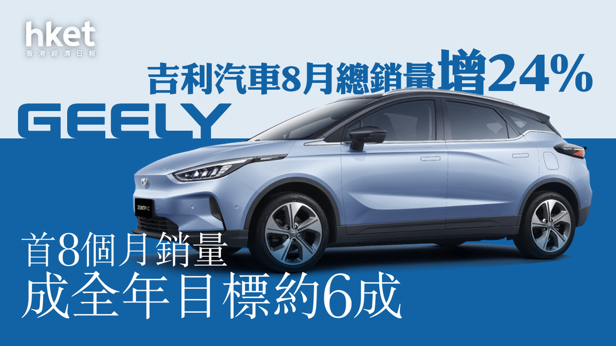 吉利175】吉利汽車8月總銷量增24% 首8個月銷量完成